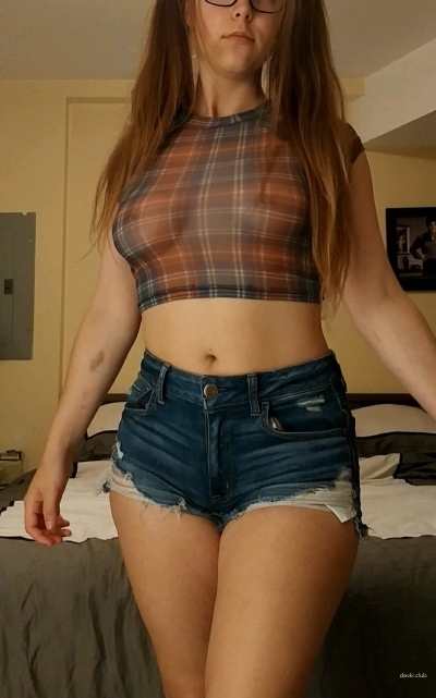 Posing sexy in top and shorts