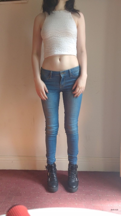 Cutie in a top and jeans