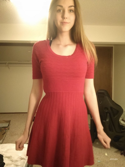 Girlfriend takes off her dress