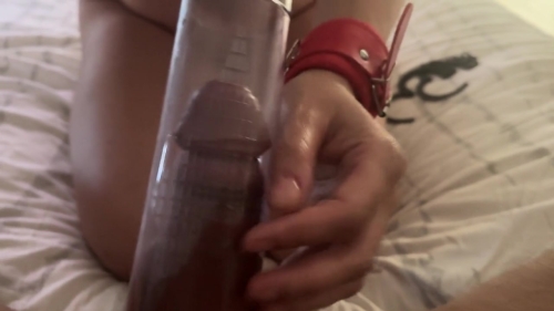 Wife Pumps Husband's Penis with Vacuum Pump Before Sex