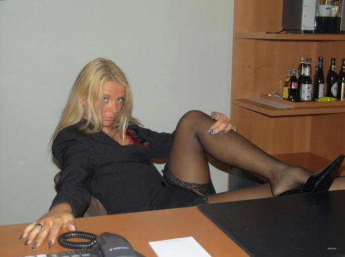 Mature Secretary Poses Explicitly in Office - Seductive MILF Photoshoot