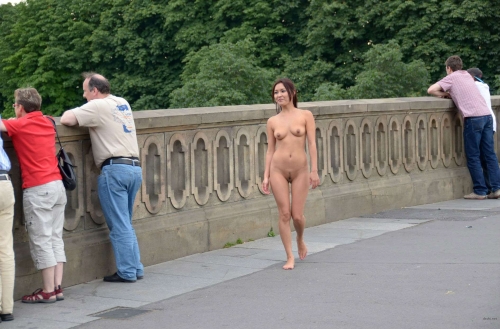 Naked Asian Girl Walking in the Street: Explicit Public Nudity in Broad Daylight