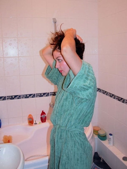 Hot Flat-chested Babe Gets Wet in the Shower - Explicit Shower Scene