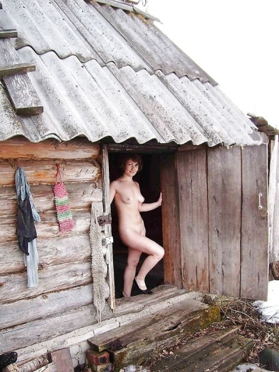 Naked woman in the village