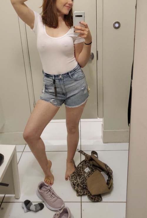 Beautiful Lady Takes Explicit Selfies in Fitting Room, Revealing Intimate Body Parts at Home