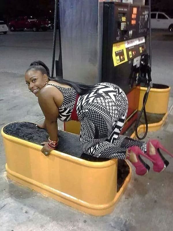 Whores fill up their cars