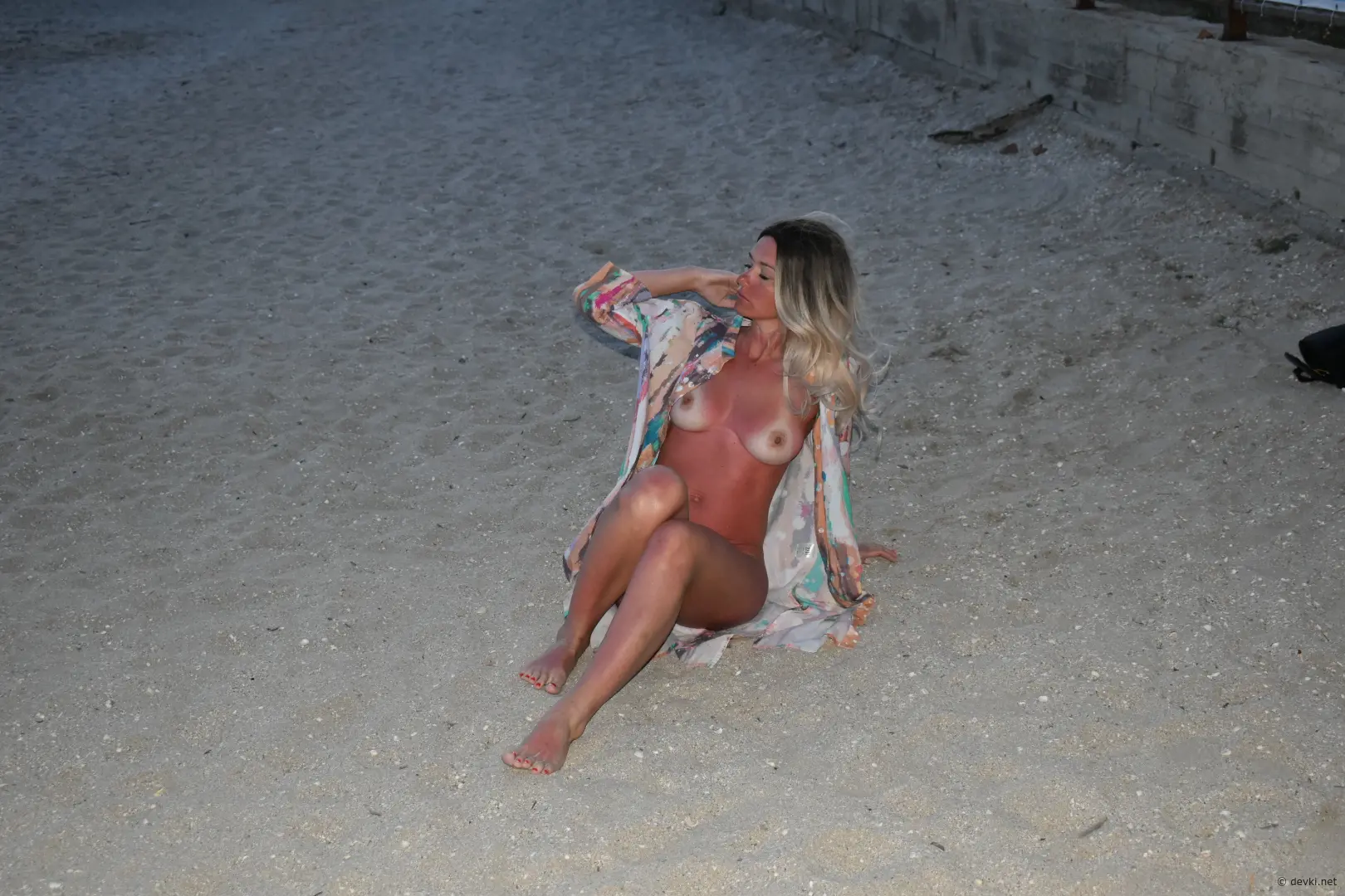 Girl on the night beach